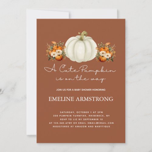 Little Pumpkin Autumn Country Fall Baby Shower Invitation