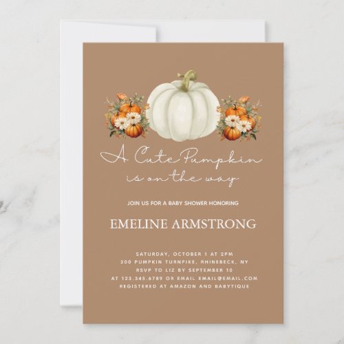 Little Pumpkin Autumn Country Fall Baby Shower Invitation