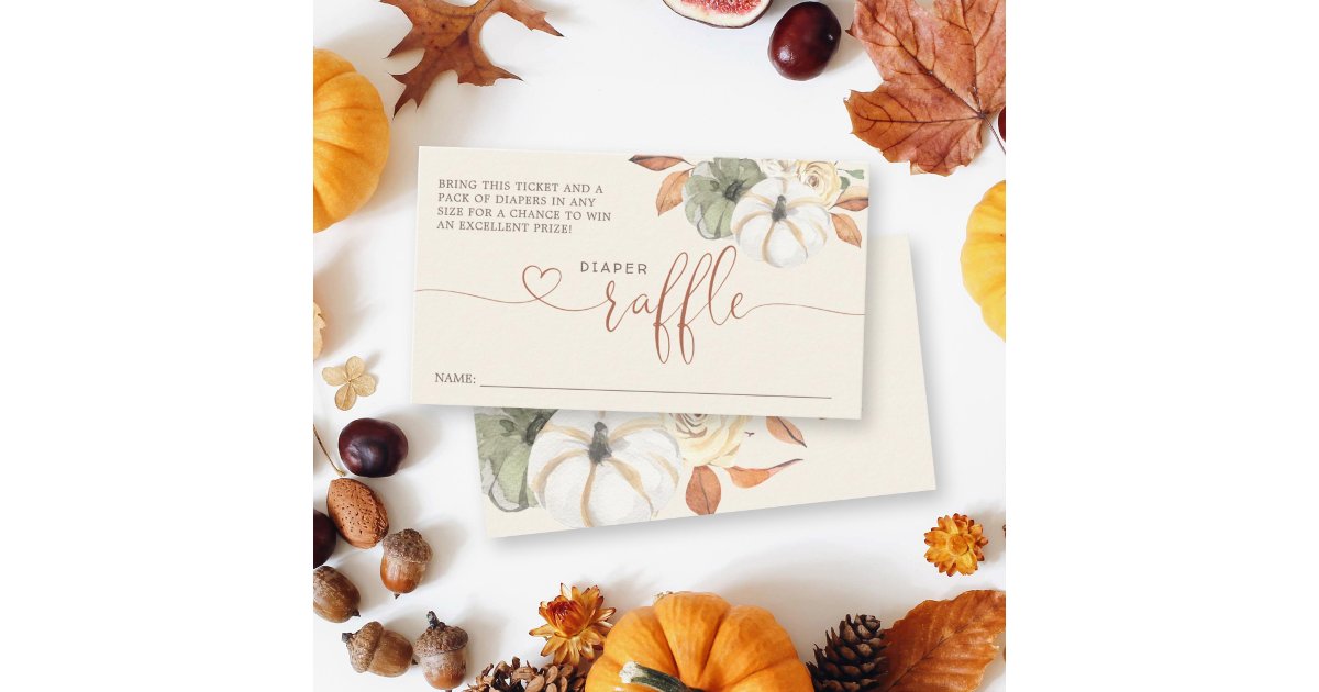 Little Pumpkin Autumn Diaper Raffle Baby Shower Enclosure Card
