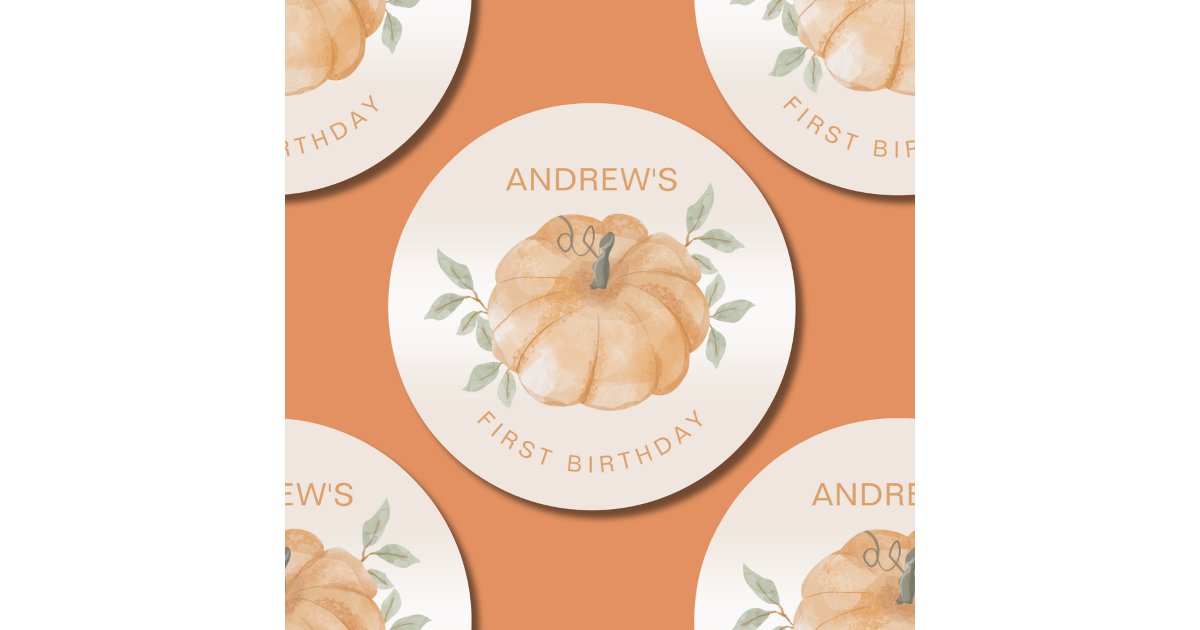 Little Pumpkin Autumn Fall 1st Birthday Classic Round Sticker | Zazzle