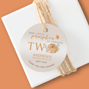 Little Pumpkin Autumn Fall 2nd Birthday Favor Tags