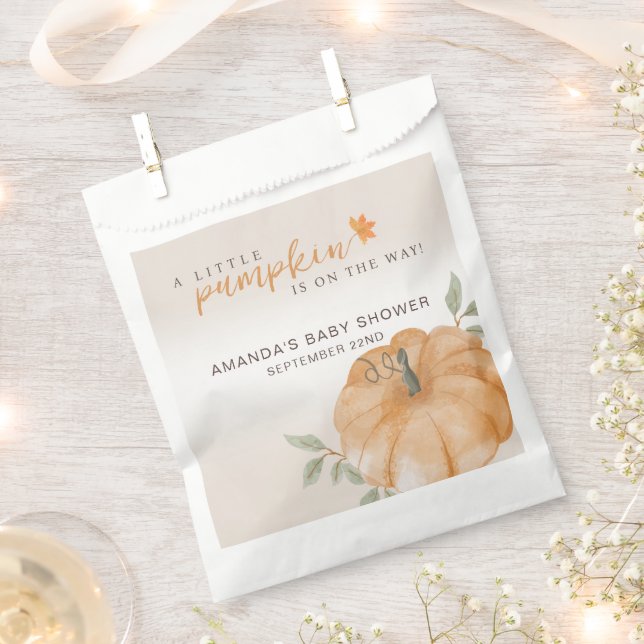 Little Pumpkin Autumn Fall Baby Shower  Favor Bag (Clipped)