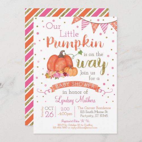 Little Pumpkin Autumn Fall Baby Shower Invitation