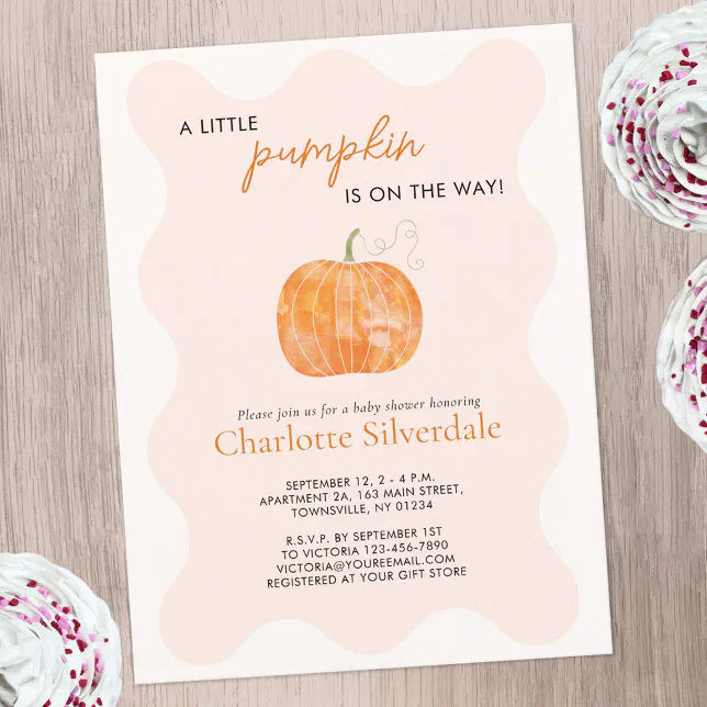 Fall Post Card Invite Little Pumpkin Autumn Fall Baby Shower Invitation Postcard | Zazzle