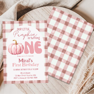 Little Pumpkin Autumn Fall First 1st Birthday Invitation