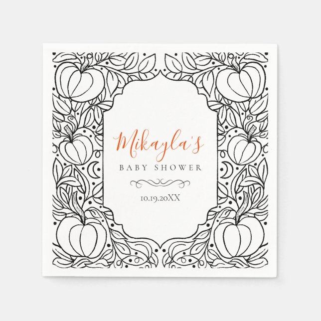 Little Pumpkin Autumn Fall Halloween Baby Shower Napkins (Front)