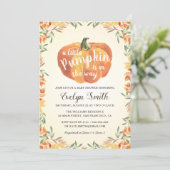 Little Pumpkin Autumn Fall Neutral Baby Shower Invitation (Standing Front)