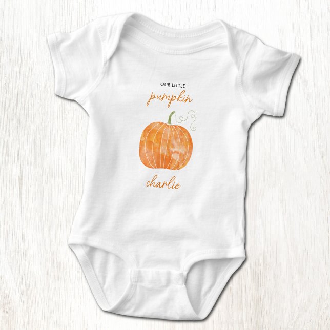 Little Pumpkin Autumn Fall Personalized Baby Bodysuit (Little pumpkin personalized name onesir)