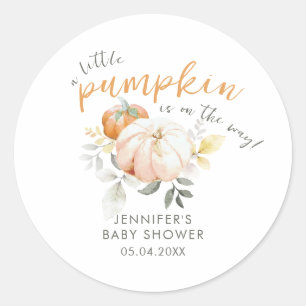 Little Pumpkin Autumn Fall Watercolor Baby Shower Classic Round Sticker