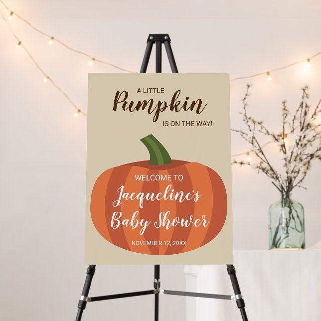 Little Pumpkin Autumn Fall Welcome to Baby Shower Foam Board (In Situ (Stand))
