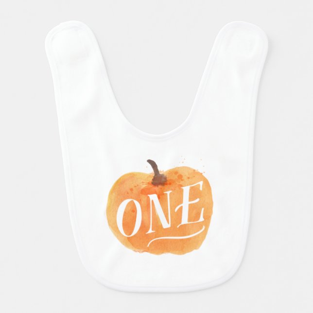 Little Pumpkin Autumn First Birthday Baby Bib (Front)