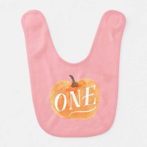 Little Pumpkin Autumn First Birthday Pink Baby Bib