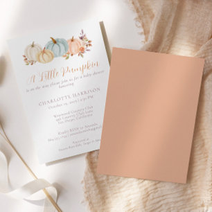 Little Pumpkin Autumn Floral Baby Shower Invitation