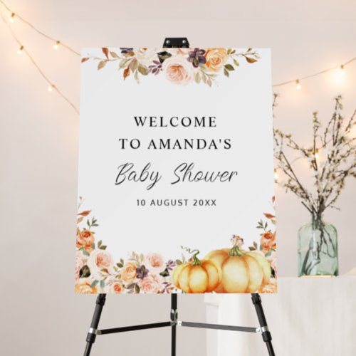 little pumpkin autumn floral baby shower sign