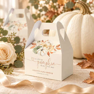 Little Pumpkin Autumn Floral Cream Baby Shower Favor Boxes