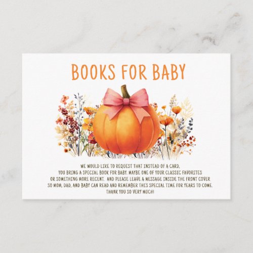 Little Pumpkin Autumn Flowers Girl Books for Baby Enclosure Card