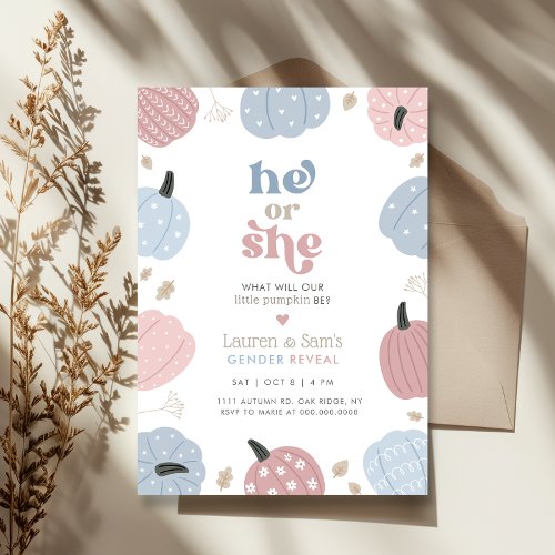 Little Pumpkin Autumn Gender Reveal Party Invitation