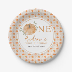 Little Pumpkin Autumn Leaf Fall 1st Birthday Paper Plates