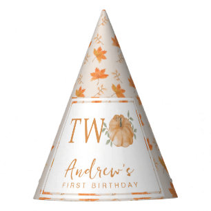 Little Pumpkin Autumn Leaf Fall 2nd Birthday Party Hat
