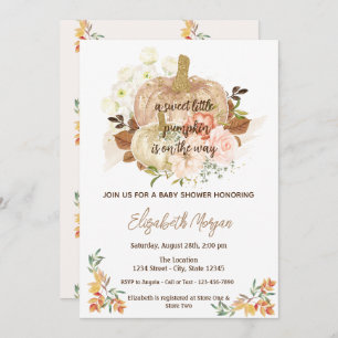 Little Pumpkin, Autumn Leaves Baby Shower Invitation