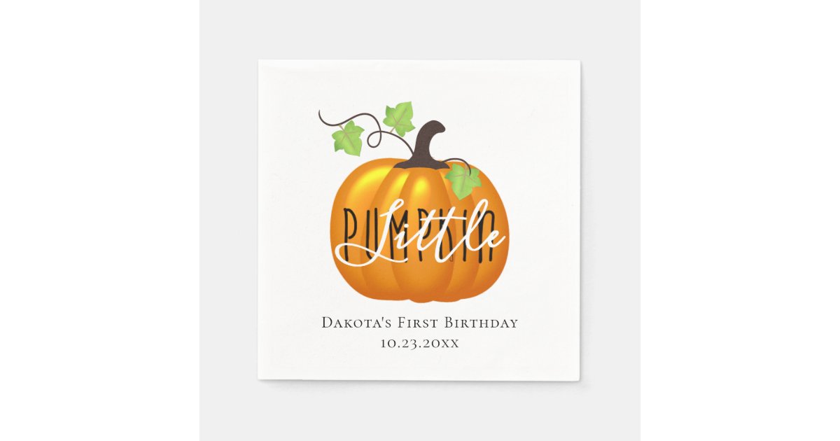 Little Pumpkin Autumn Neutral First Birthday Party Napkins | Zazzle