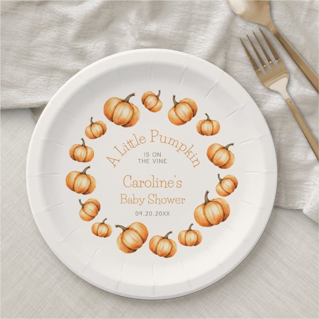Little Pumpkin Autumn Shower Birthday Paper Plates (Creator Uploaded)