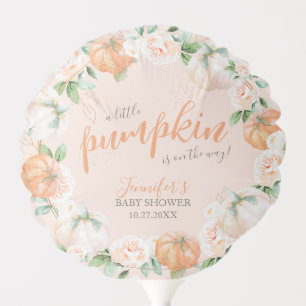 Little Pumpkin Autumn Watercolor Gold Baby Shower Balloon