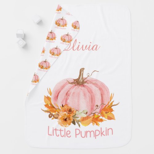 Little Pumpkin Baby Blanket Pink with custom text