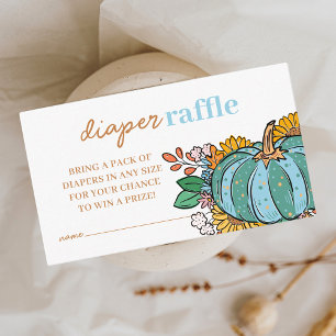Little Pumpkin Baby Boy Diaper Raffle Baby Shower Enclosure Card