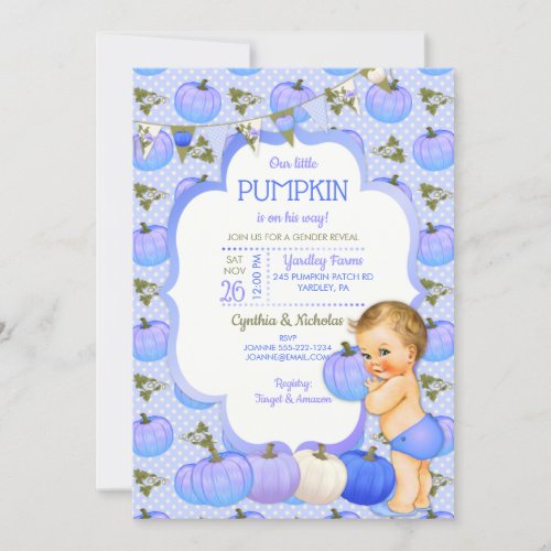 Little Pumpkin Baby Boy Shower Light Blonde Invitation