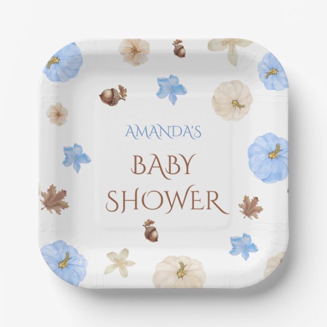 little pumpkin baby boy shower	 paper plates (Front)