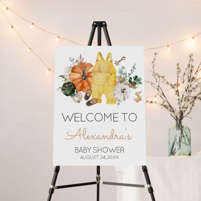Little Pumpkin Baby Clothes Welcome Sign (In Situ (Stand))