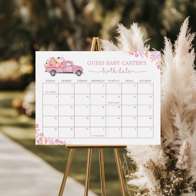 Little Pumpkin Baby Due Date Calendar Game Sign (Creator Uploaded)