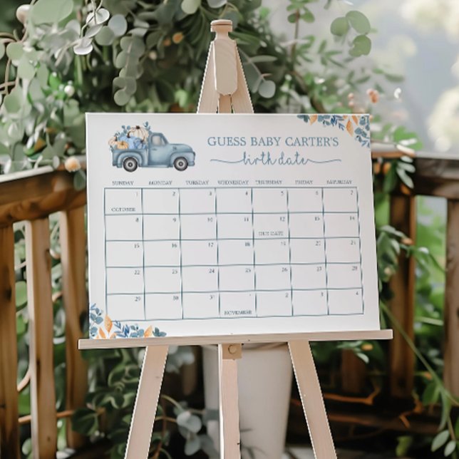 Little Pumpkin Baby Due Date Calendar Game Sign (Creator Uploaded)