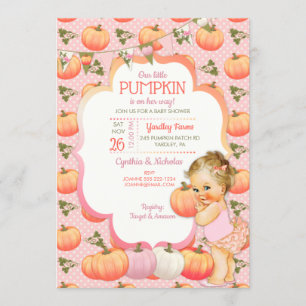 Little Pumpkin Baby Girl Shower Light Blonde Invitation