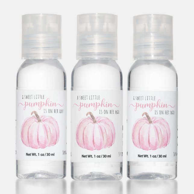 Little Pumpkin Baby Girl Shower Pink Thank You Hand Sanitizer (Set)