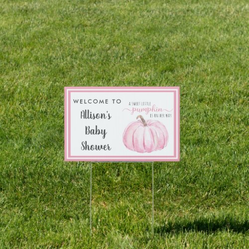 Little Pumpkin Baby Girl Shower Pink Welcome Sign