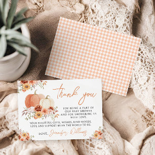 Little Pumpkin Baby Girl Shower Thank you card