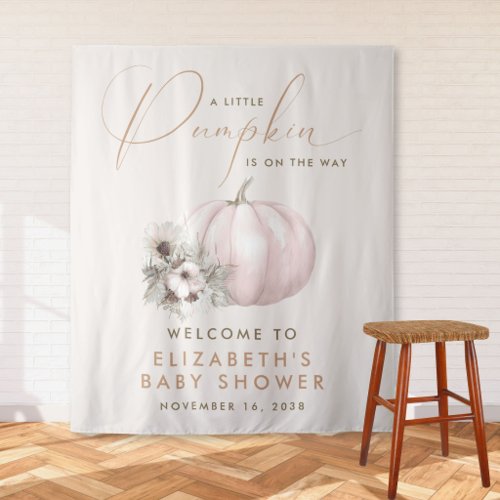 Little Pumpkin Baby Girl Shower Welcome Tapestry