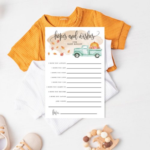 Little Pumpkin Baby Hopes  Wishes Paper Card