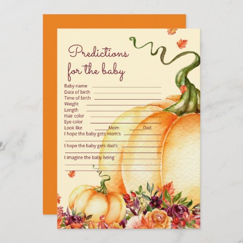 Little pumpkin baby predictions and advice invitation