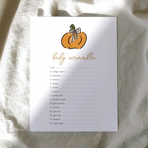 Little Pumpkin Baby Scramble Baby Shower Game 