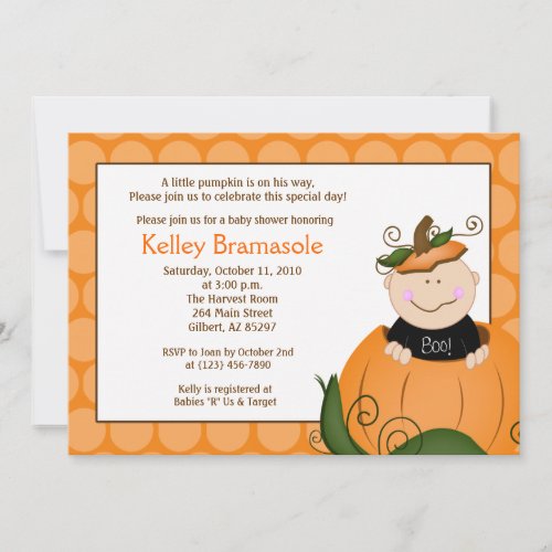 Little Pumpkin Baby Shower 5x7 Invitation