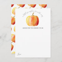 Little Pumpkin Baby Shower Advice Card