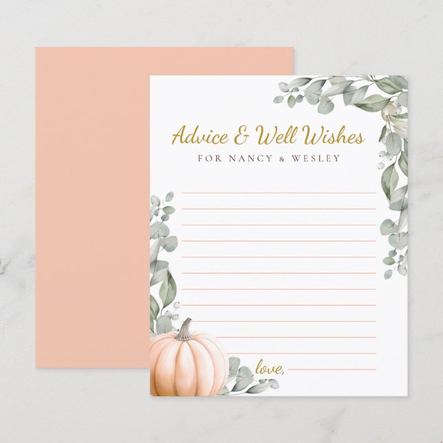 Little Pumpkin Baby Shower Advice Card Orange Fall (Front/Back)