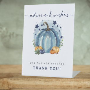 Little Pumpkin Baby Shower Advice & Wishes Parents Pedestal Sign