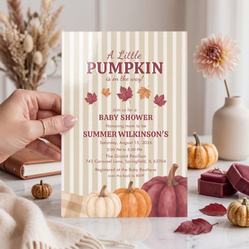 Little Pumpkin Baby Shower Autumn Leaves  Invitation