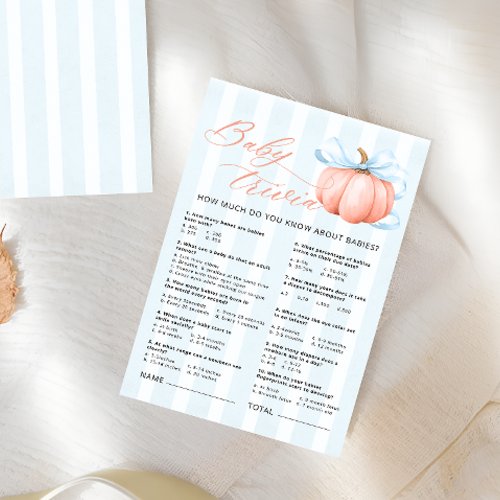 Little Pumpkin Baby Shower Baby Trivia Game