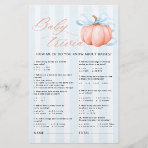 Little Pumpkin Baby Shower Baby Trivia Game
