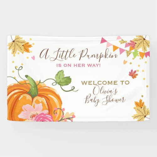 Little Pumpkin Baby Shower Banner Fall Autumn Girl